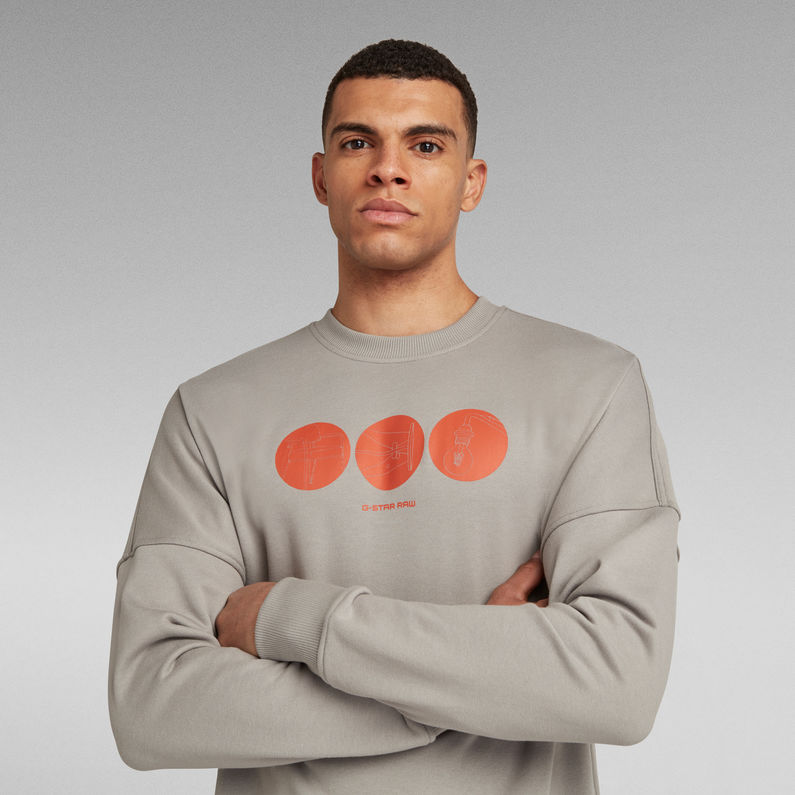 G-Star RAW® Dropped Shoulder Objects Graphic Sweatshirt Grau