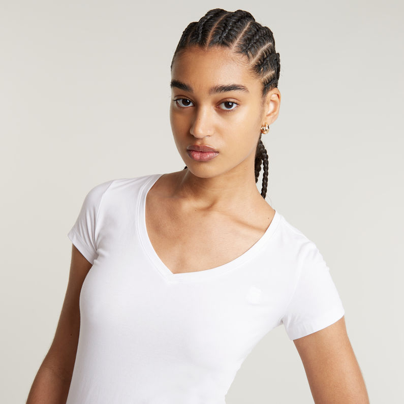 G-Star RAW® Basic V-Neck Cap Sleeve T-Shirt White