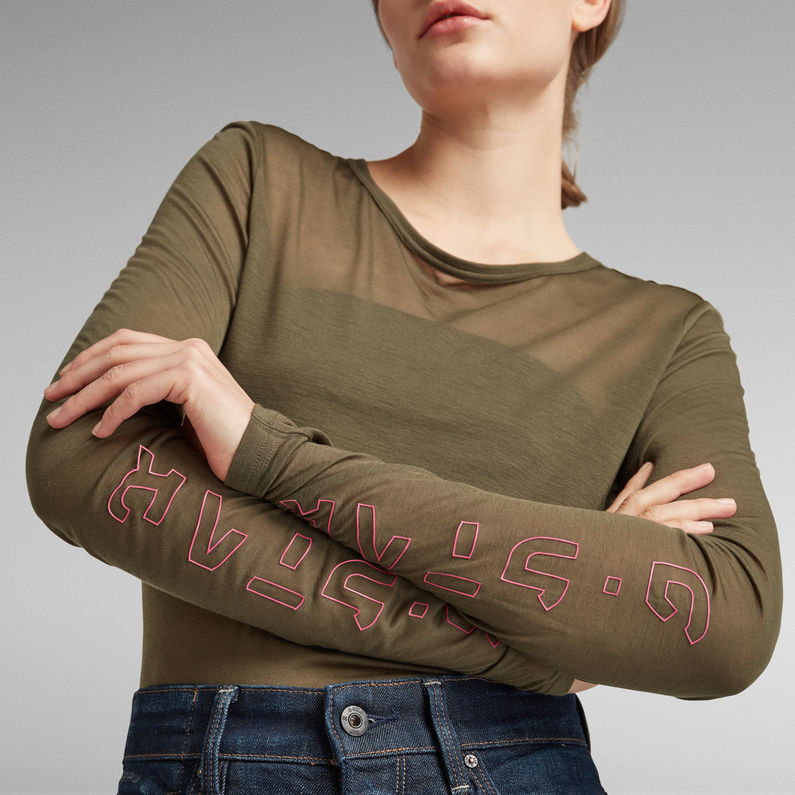 G-STAR® Sheer Graphic Top Green