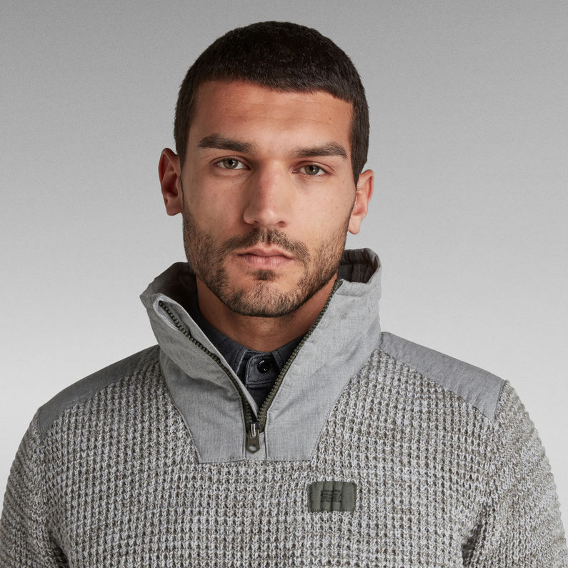 G-STAR® Knitted Sweater Utility Half Zip Grey