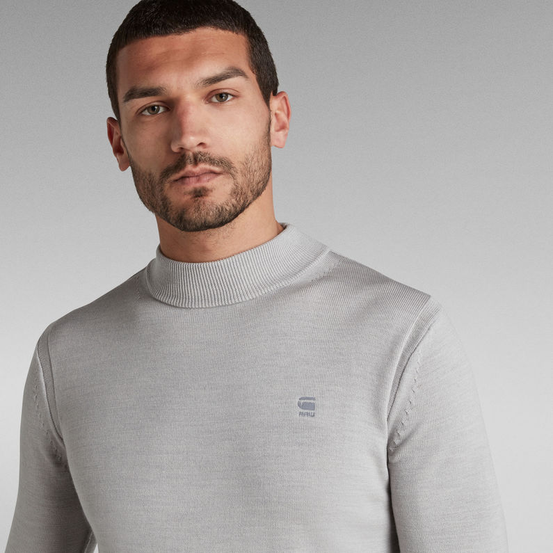 G-STAR® Premium Core Mock Turtle Knit Grey