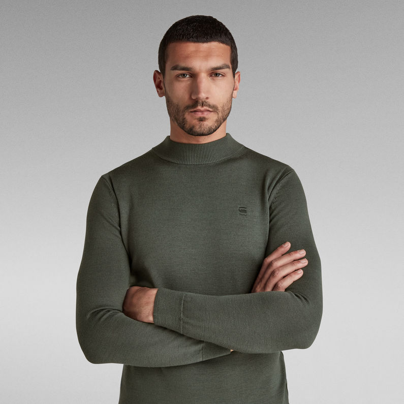 G-STAR® Premium Core Mock Turtle Knit Grey