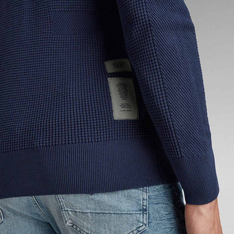 G-STAR® Logo Structure R Strickpullover Mittelblau