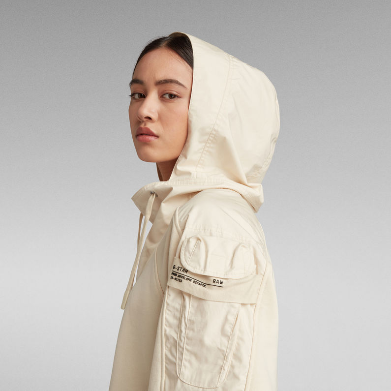 G-Star RAW® Cropped Woven Mix Hoodie Beige