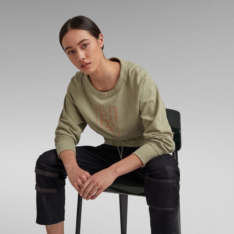 G-Star RAW® Pull RAW Drawcord Raglan Crewneck Vert