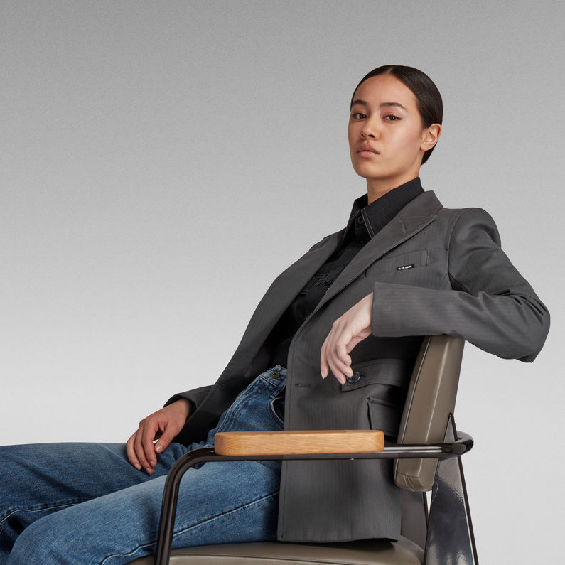 G-STAR® Slim Double Breasted Blazer Grau