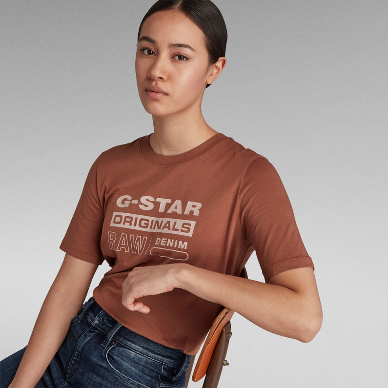 G-STAR® T-shirt Originals Label Regular Fit Brun