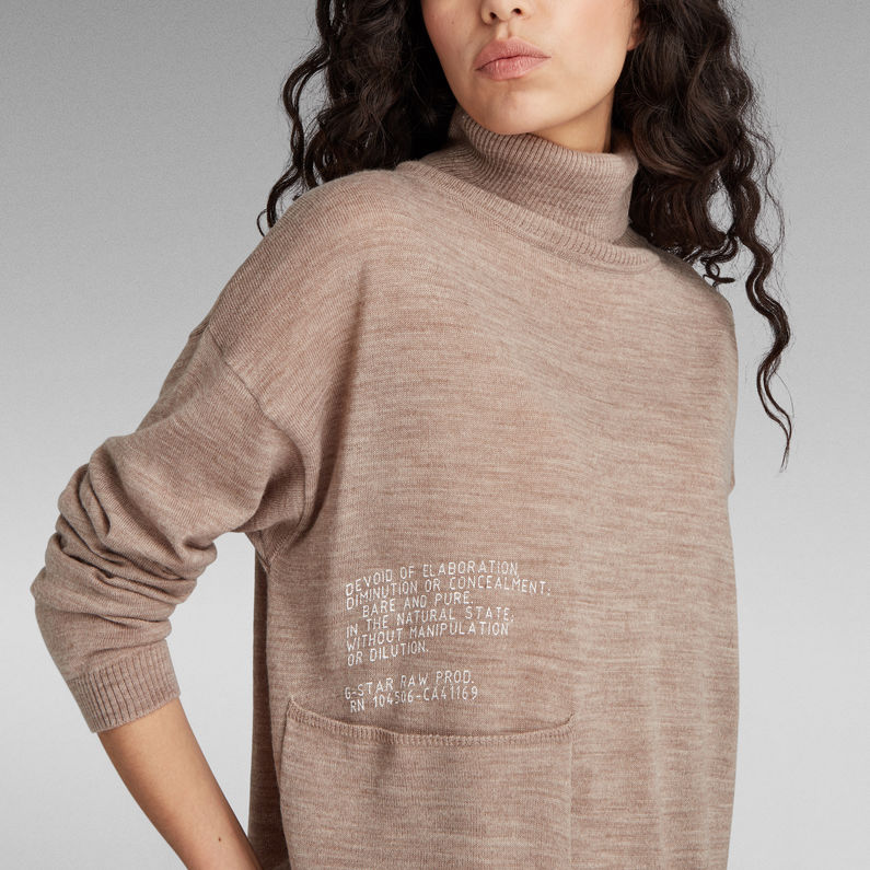G-Star RAW® Le pull en maille Turtle Text Pocket Beige