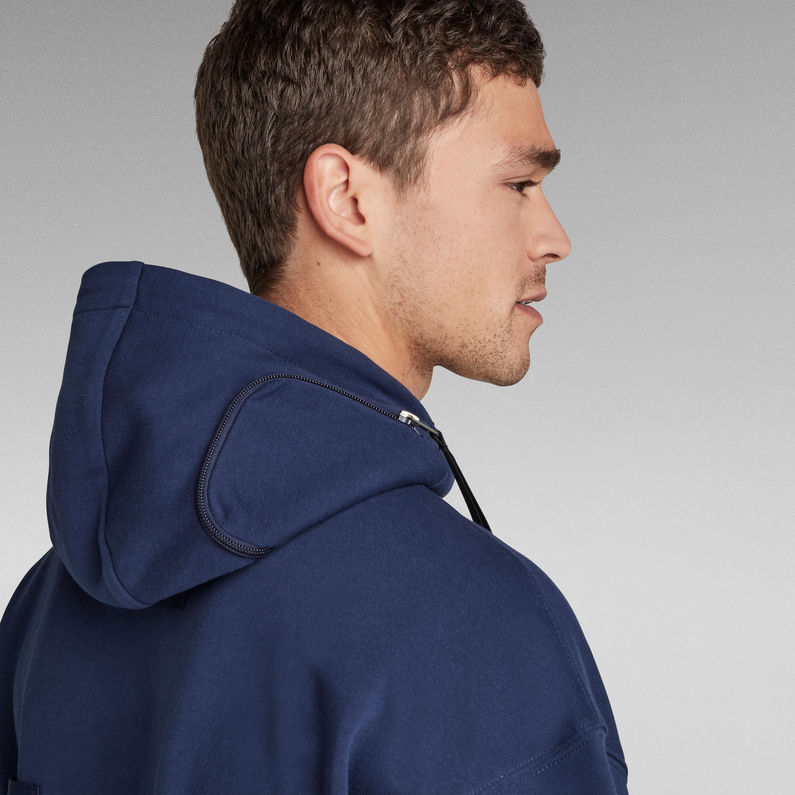 G-Star RAW® Pocket Detail Loose Hooded Sweatshirt Mittelblau