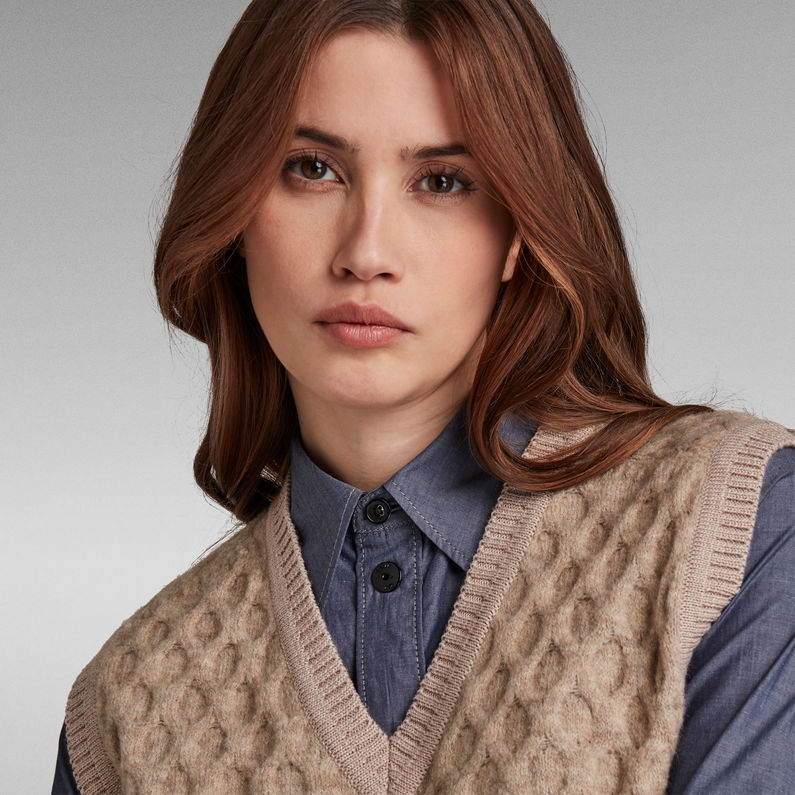 G-STAR® Gebreide spencer Cable Beige