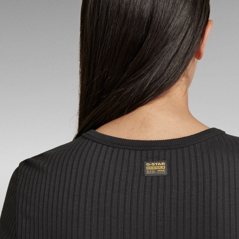 G-Star RAW® Haut Slim Rib Long Sleeve Noir