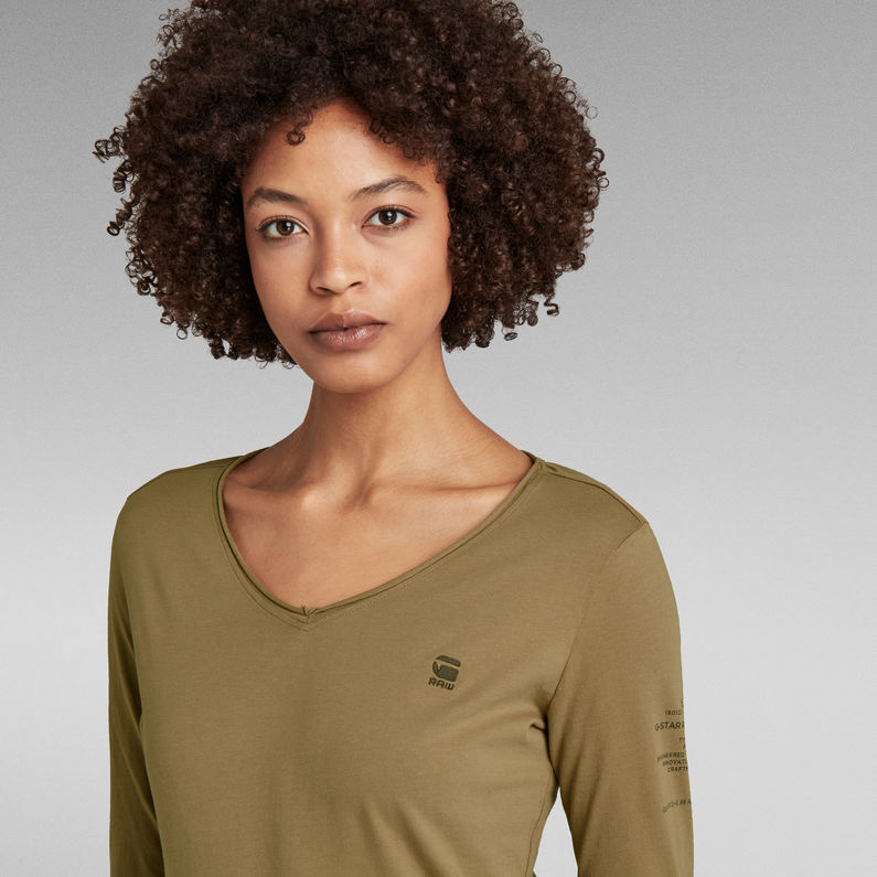 G-Star RAW® Rolled Edge V-Neck Top C Beige