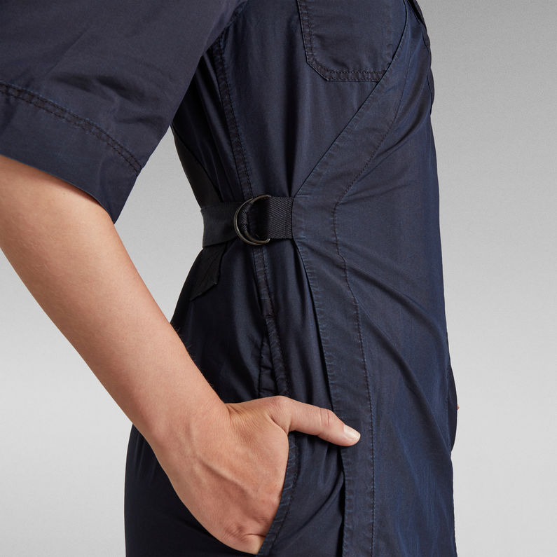 G-STAR® Wikkeljurk V-Neck Midi Donkerblauw