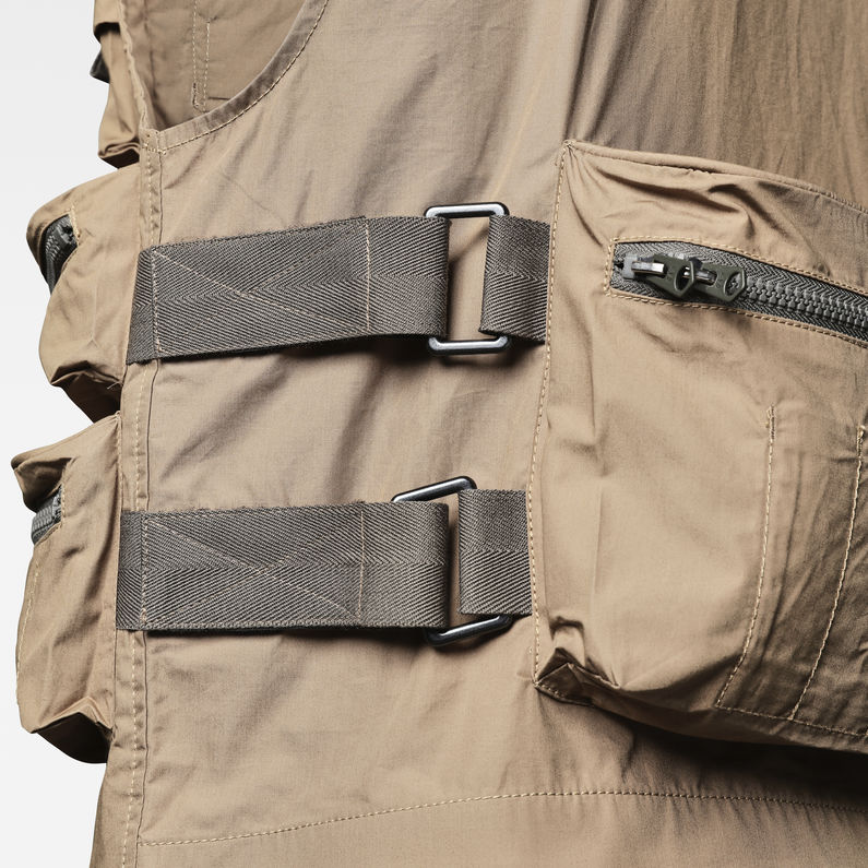 G-Star RAW® E 3D Multi Pockets Poplin Vest Beige fabric shot