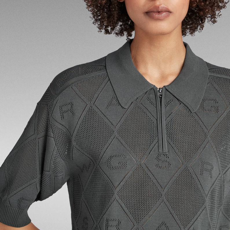 G-STAR® Pointelle Knitted Polo Grey