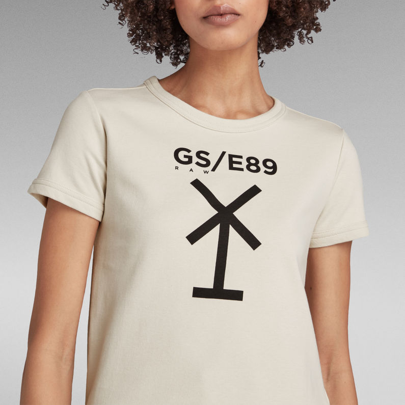 G-STAR® Front Logo Cropped Slim Tee Beige