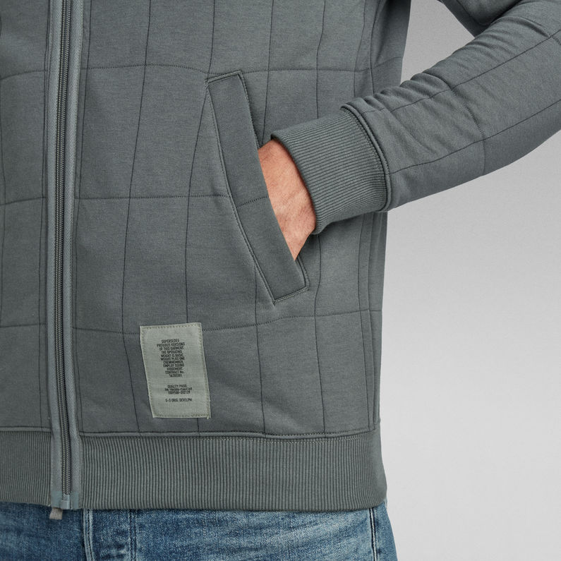 G-STAR® Square Quilted Zip Through Sweater Grey