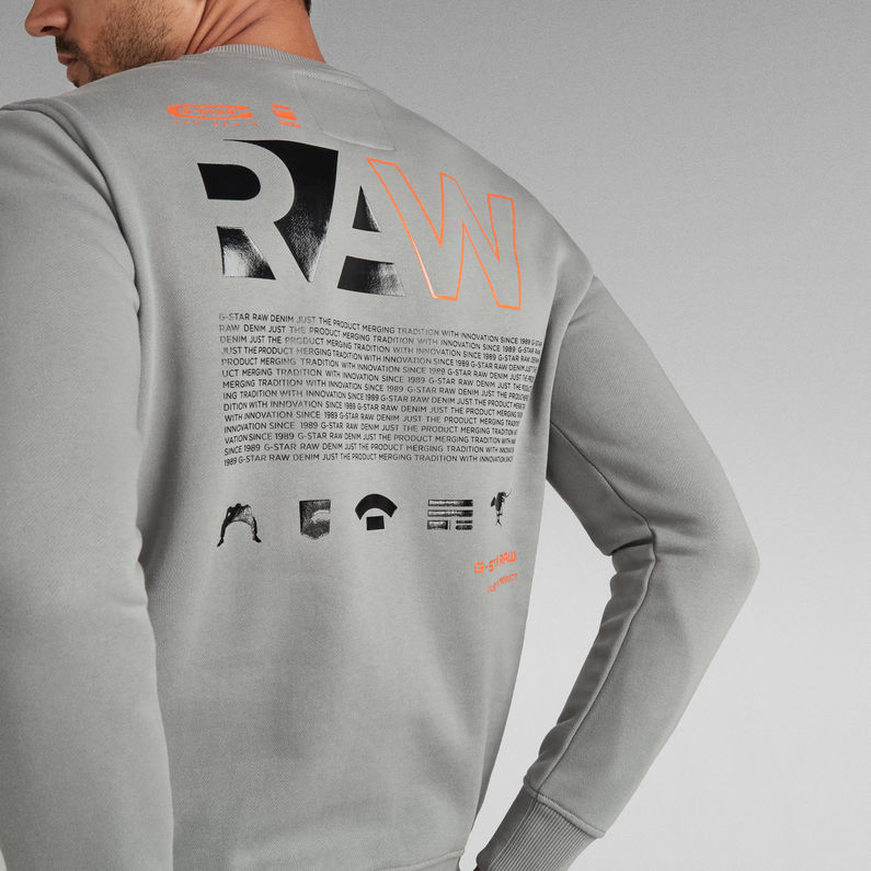 G-Star RAW® Back Print Logo Sweater Grey