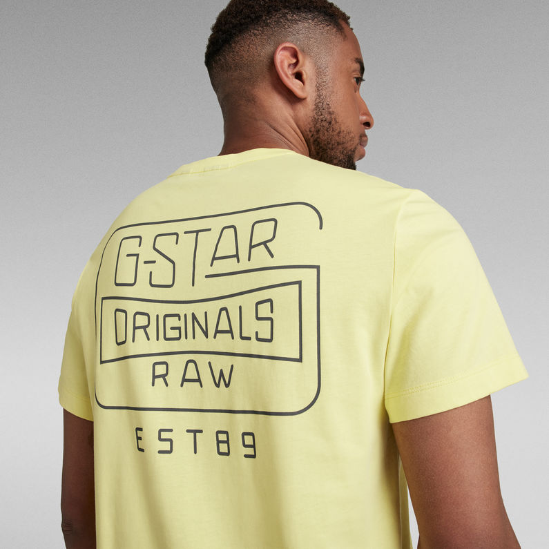 G-STAR® T-Shirt Back Logo Slim Geel