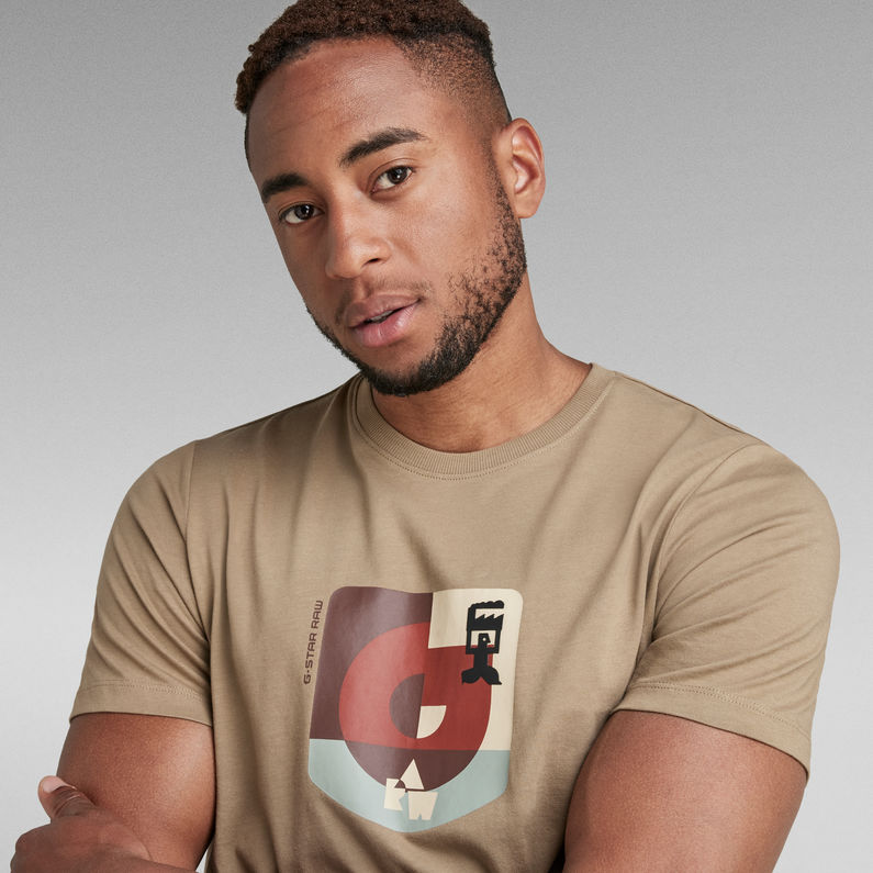 G-Star RAW® T-shirt Layered Logo Slim Brun