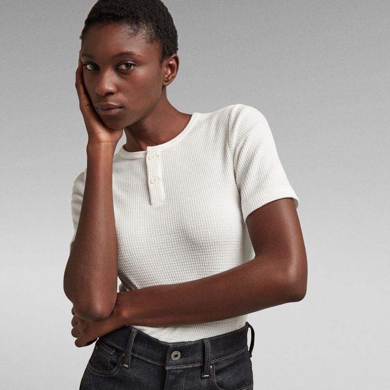 G-STAR® Waffle Slim Granddad T-Shirt Weiß