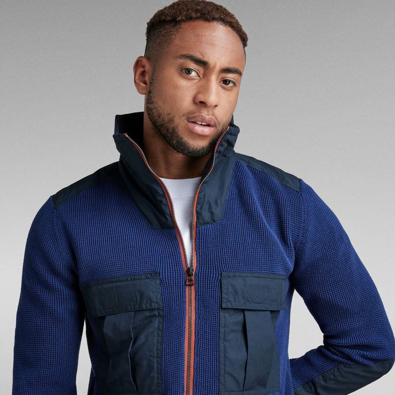 G-Star RAW® Cargo Zip Knitted Pullover Mittelblau