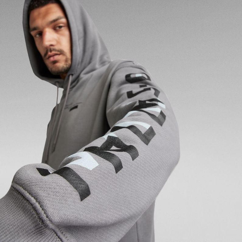 G-Star RAW® Sleeve Graphics Loose Hooded Sweatshirt Grau