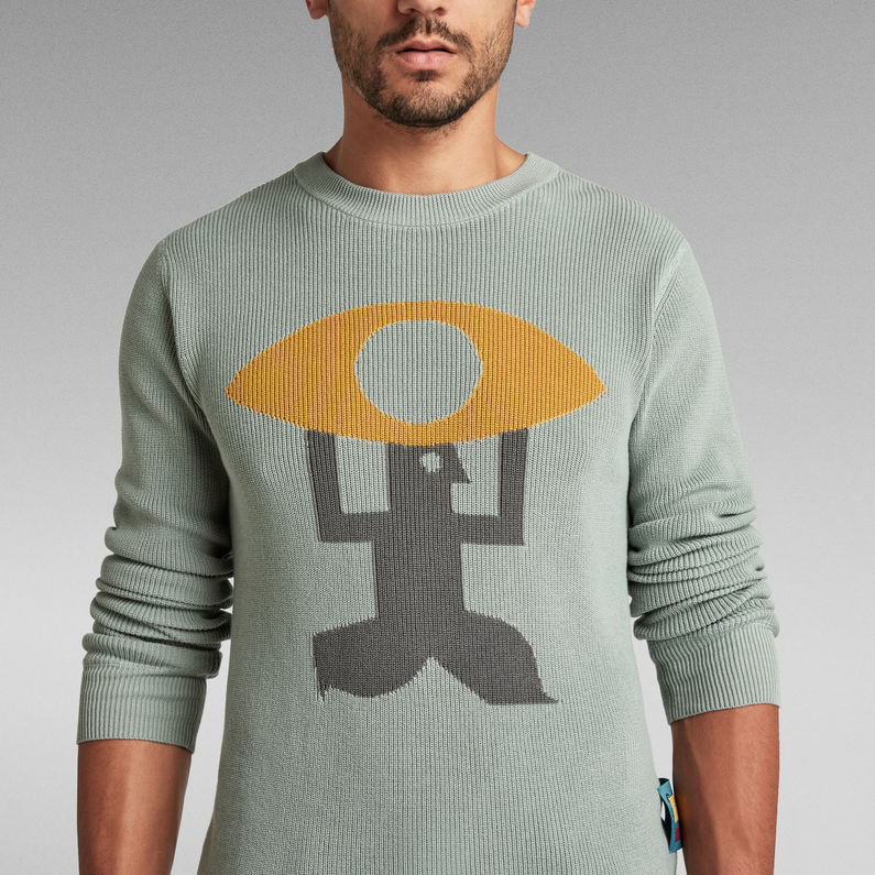 G-STAR® Pull en maille Graphic Bleu clair