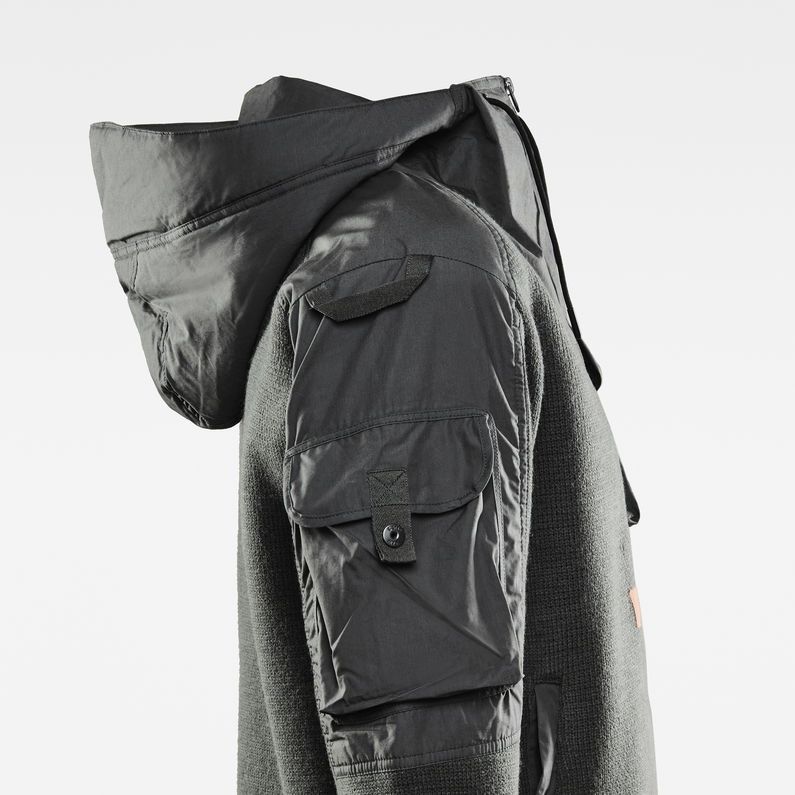 G-STAR® Hooded Zip Through E Woven Mix Knit Sweatjacke Grau