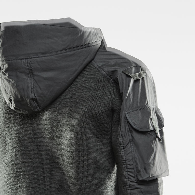 G-Star RAW® Hooded Zip Through E Woven Mix Knit Grey