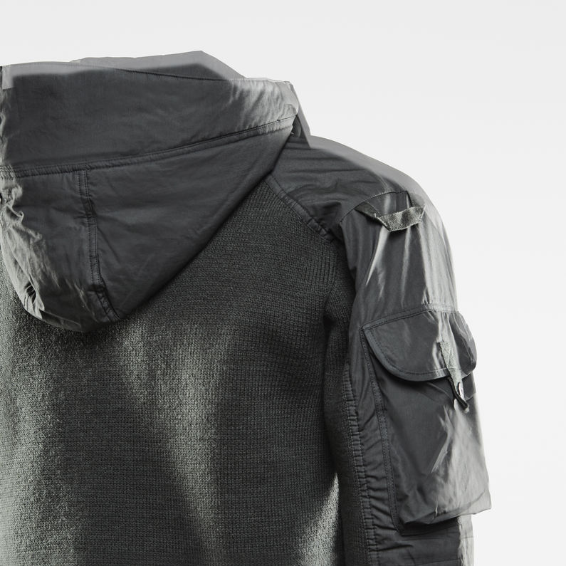 Hooded Zip Through E Woven Mix Knit | Grey | G-Star RAW® GB