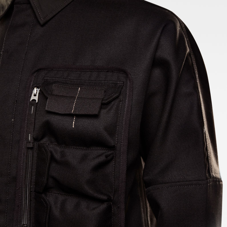 G-STAR® E Pencil Case Regular Overshirt Schwarz detail shot