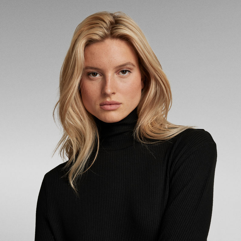 G-STAR® Rib Mock Slim Kleid Schwarz