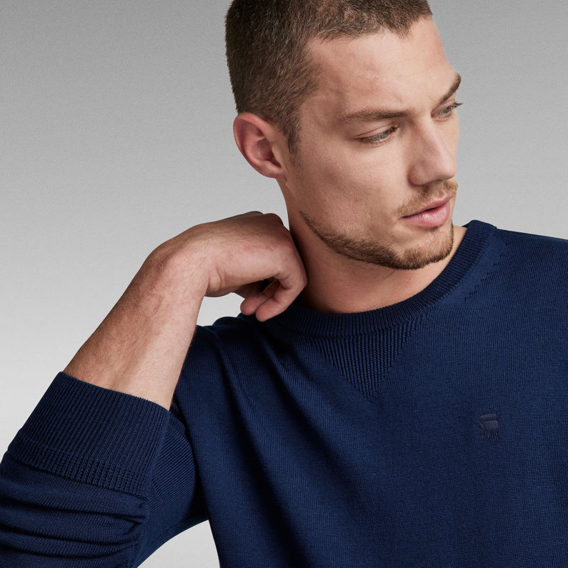 G-Star RAW® Premium Basic Gebreide Sweater Donkerblauw