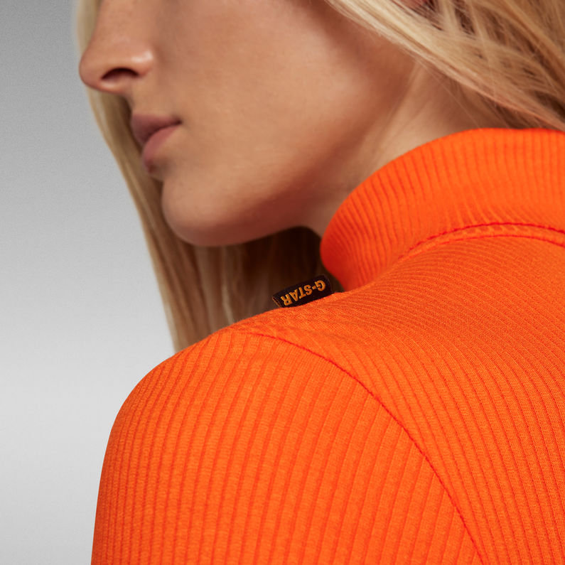 G-STAR® Slim Rib Mock Neck Top Orange
