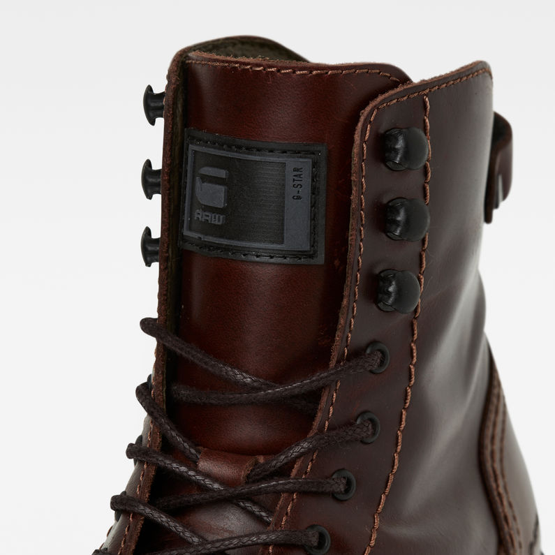 G-STAR® Bottines Roofer IV Mid Leather Rouge detail