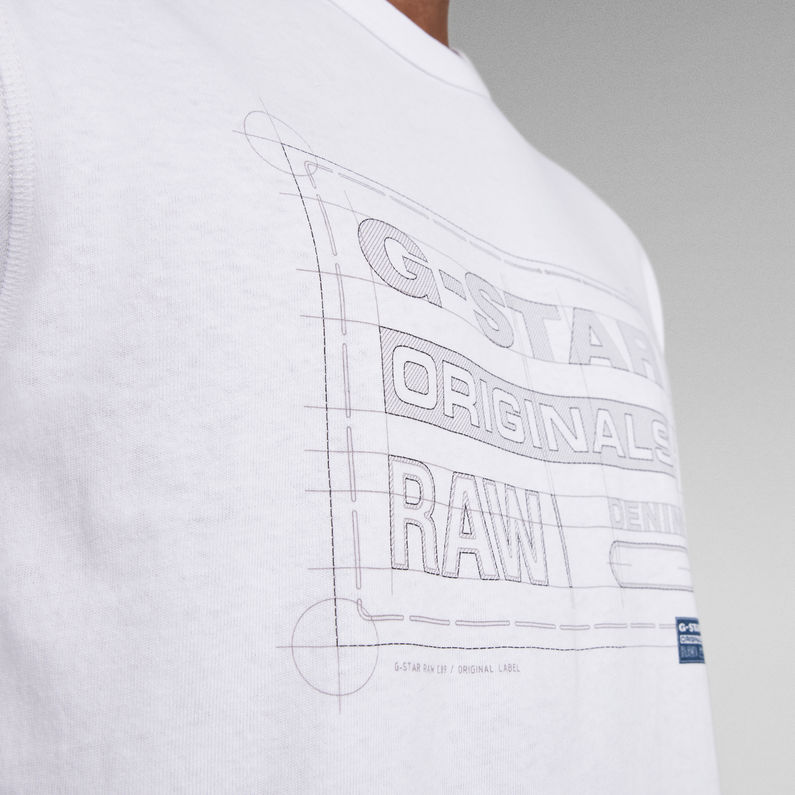 G-Star RAW® Camiseta Originals Blueprint Blanco
