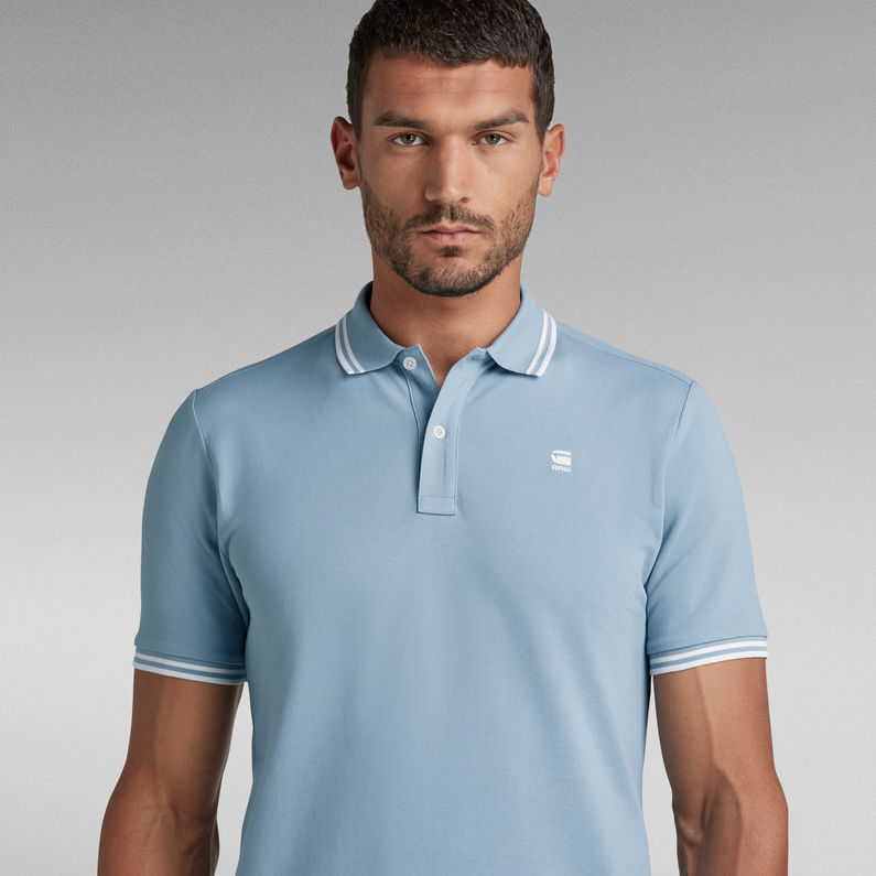 G-STAR® Polo Dunda Slim Stripe Azul claro