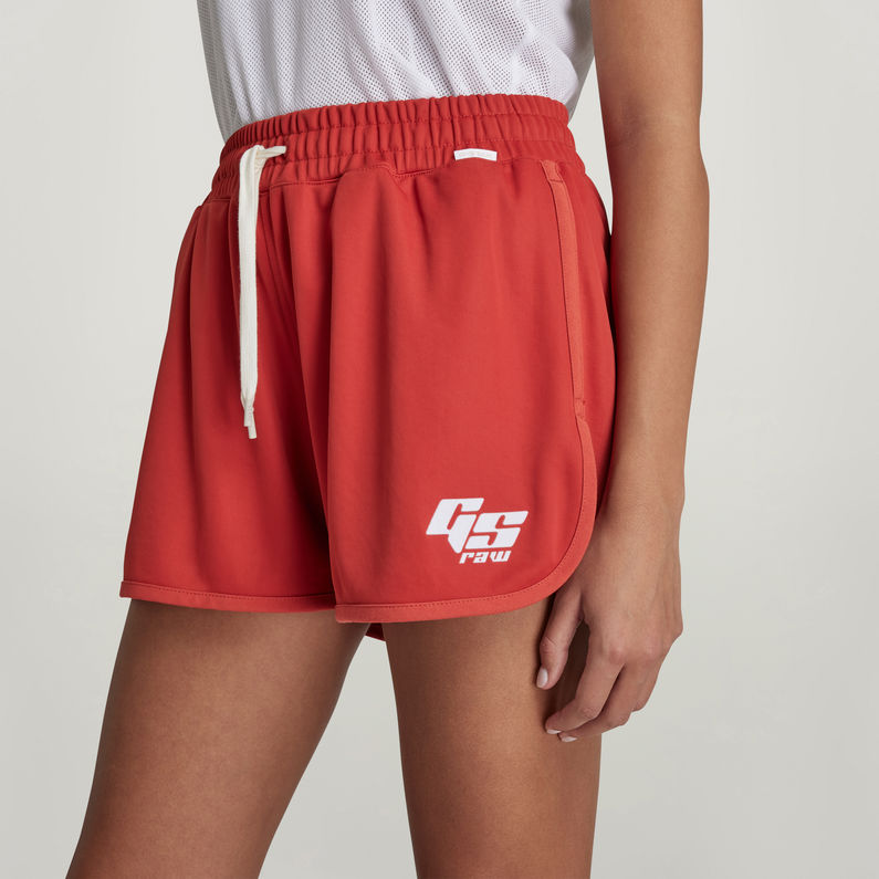 Boxed Graphic Sports Shorts, Red