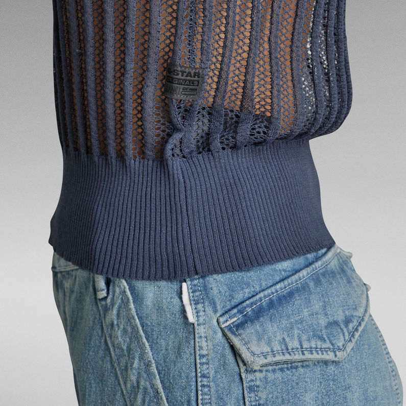 G-Star RAW® Pointelle Knitted Mock Top Medium blue