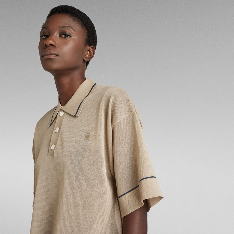 G-STAR® Oversized Knitted Poloshirt Beige