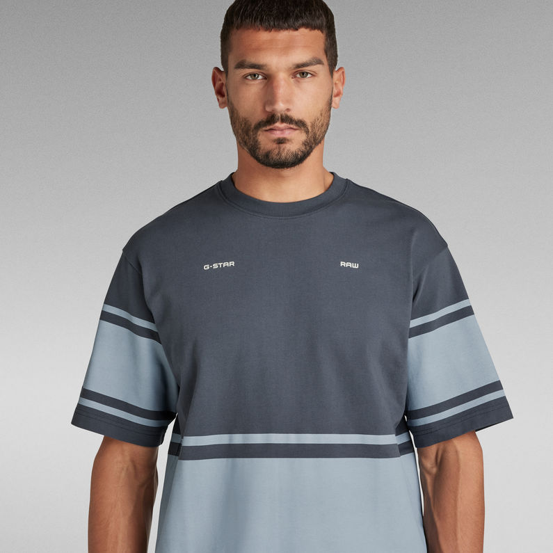 G-Star RAW® T-Shirt Boxy Printed Stripe Midden blauw