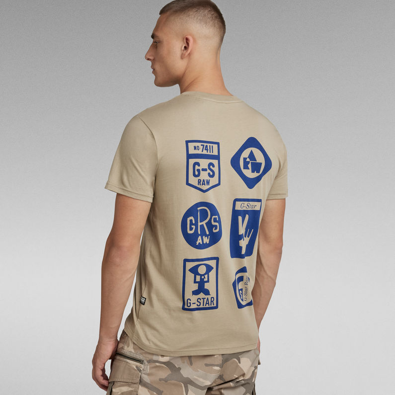G-STAR® T-shirt Multi Shield Back Graphic Beige