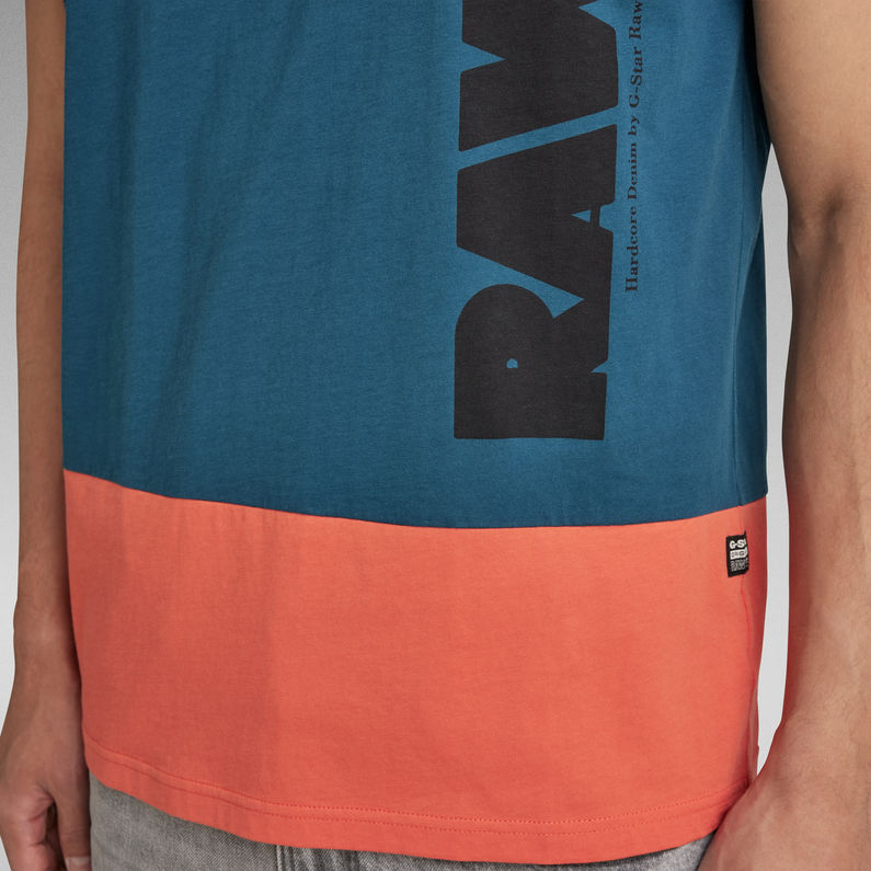 G-Star RAW® T-Shirt Color Block RAW. Midden blauw