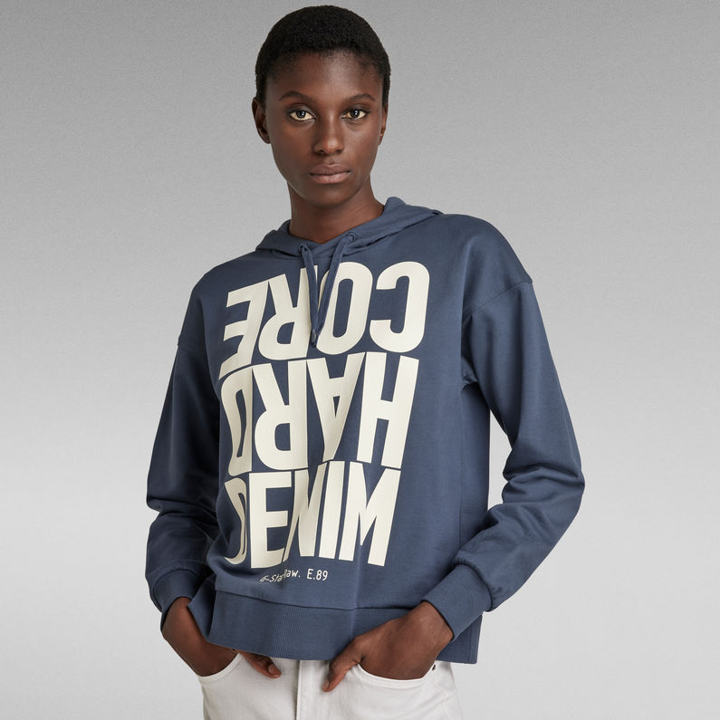 G-STAR® Sweat à capuche Hard Core Denim Loose Bleu moyen