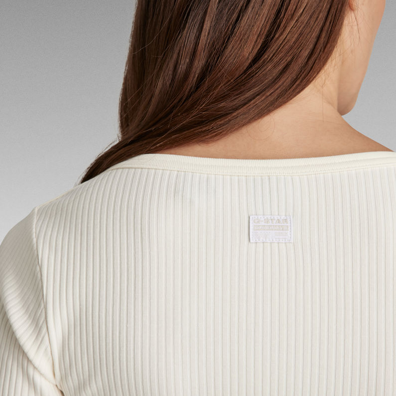 G-STAR® Boothals T-Shirt Slim Rib Wit