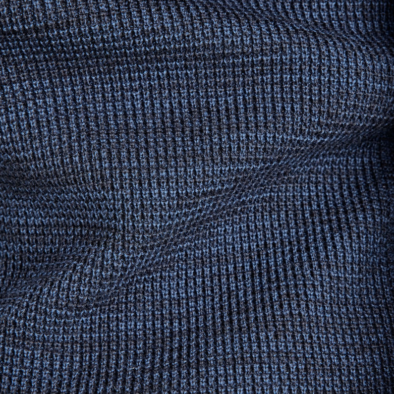 G-Star RAW® Pull en maille 3D Biker Knitted Zip Through Bleu foncé