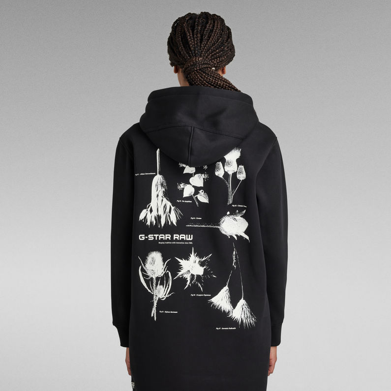 G-Star RAW® Thistle Graphic Hoodie Sweat Dress Black