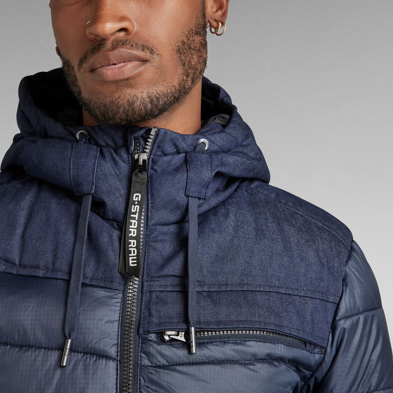 G-STAR® Attacc Quilted Hooded Jack Donkerblauw