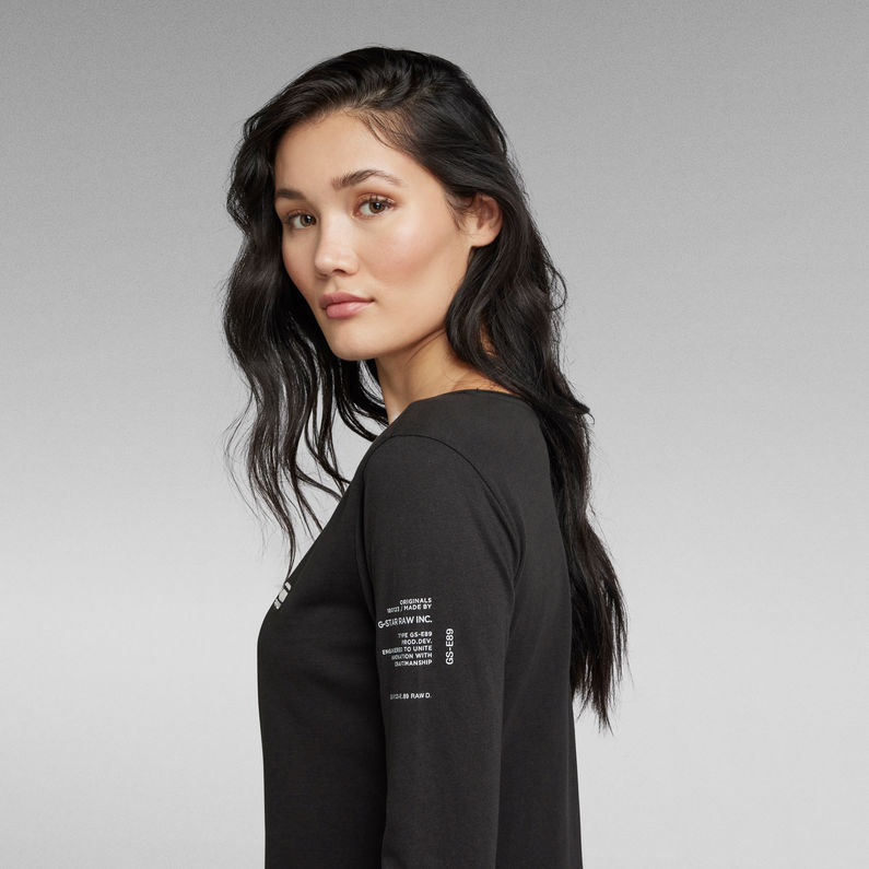 G-Star RAW® Rolled Edge Long Sleeve Top C Black
